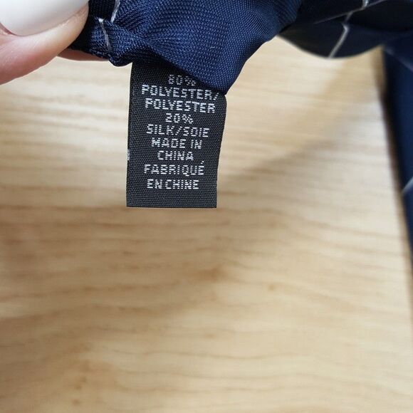 MICHAEL KORS Mens Neck Tie Navy Grid Check Stripe Classic Pointed Silk Blend - Picture 4 of 6